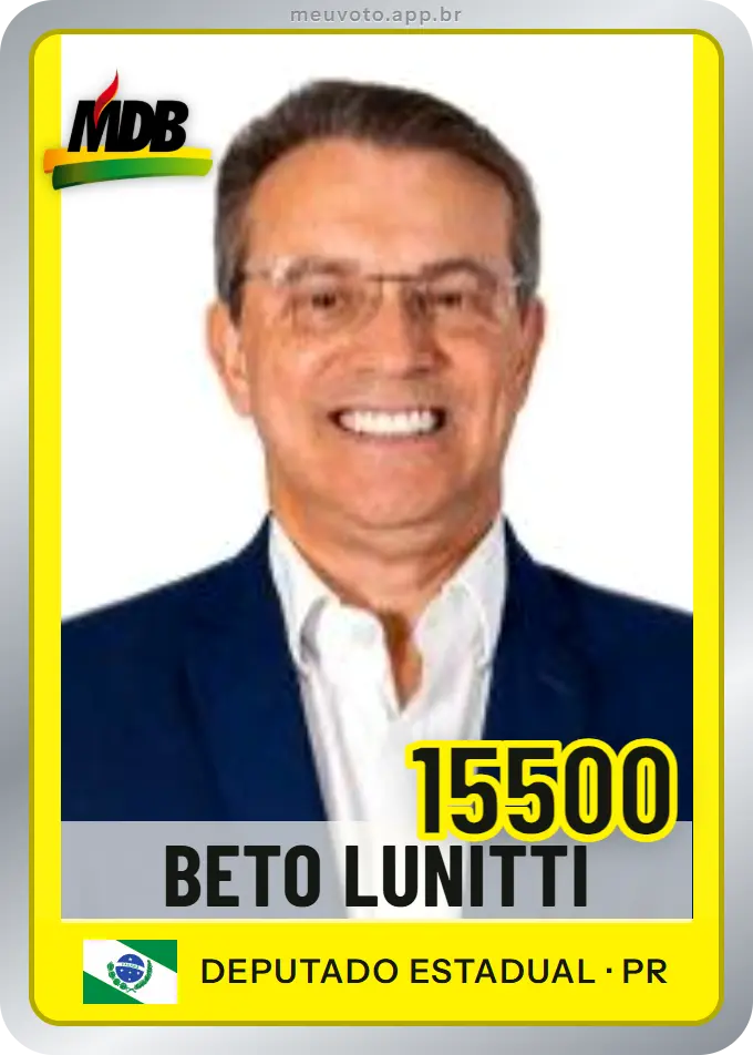 Carta de Beto Lunitti, número 15500, MDB