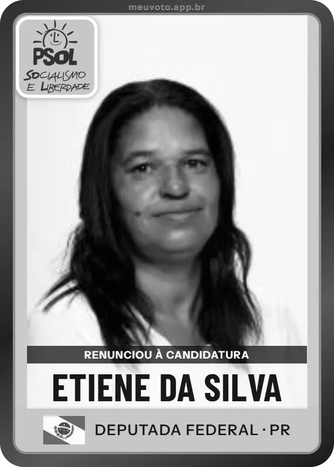 Carta de Etiene da Silva, PSOL. Renunciou à candidatura e não vai à urna.