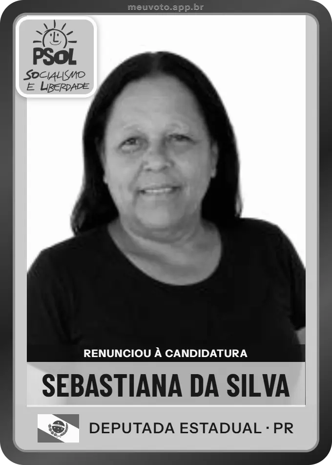 Carta de Sebastiana da Silva, PSOL. Renunciou à candidatura e não vai à urna.