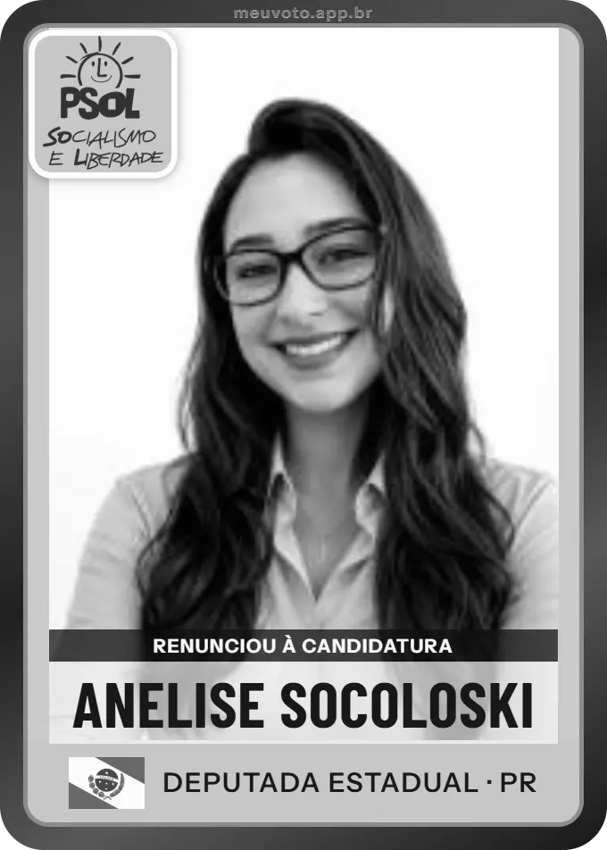 Carta de Anelise Socoloski, PSOL. Renunciou à candidatura e não vai à urna.