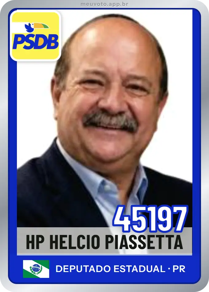 Carta de Hp Helcio Piassetta, número 45197, PSDB