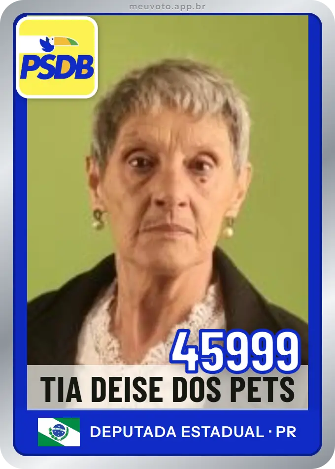 Carta de Tia Deise dos Pets, número 45999, PSDB