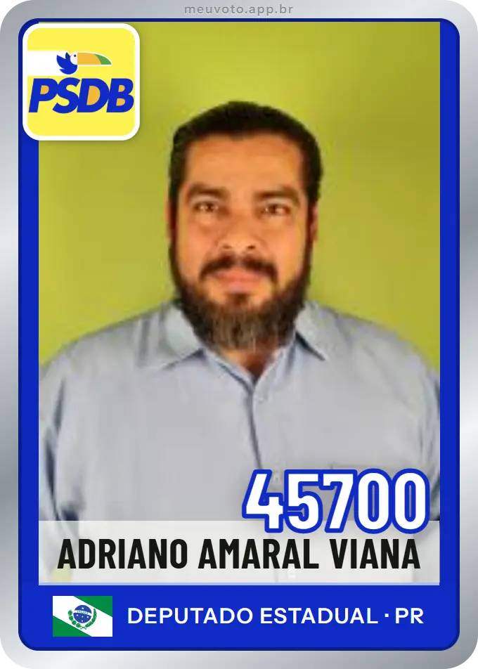 Carta de Adriano Amaral Viana, número 45700, PSDB
