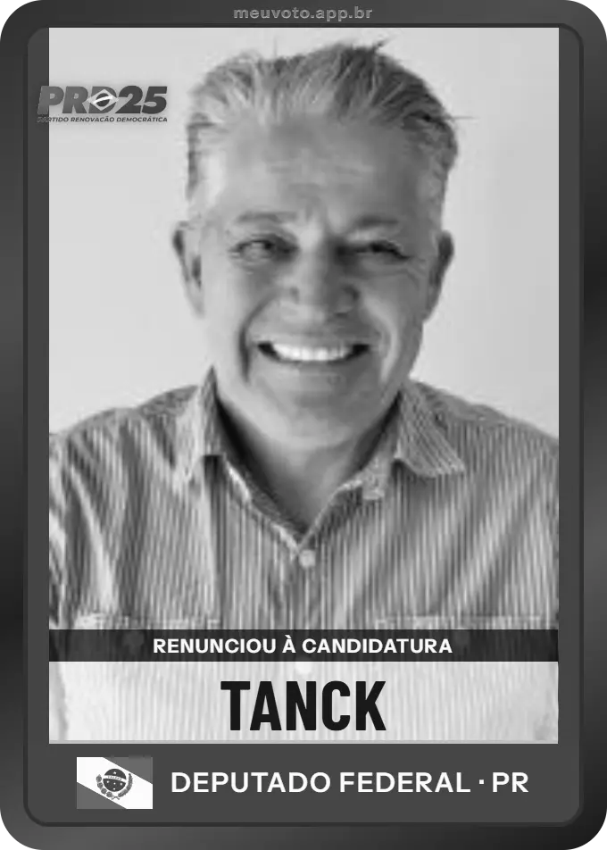 Carta de Tanck, PRD. Renunciou à candidatura e não vai à urna.
