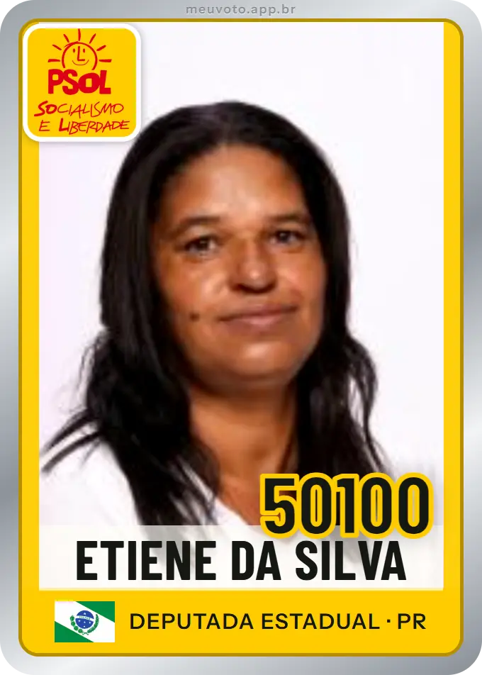 Carta de Etiene da Silva, número 50100, PSOL