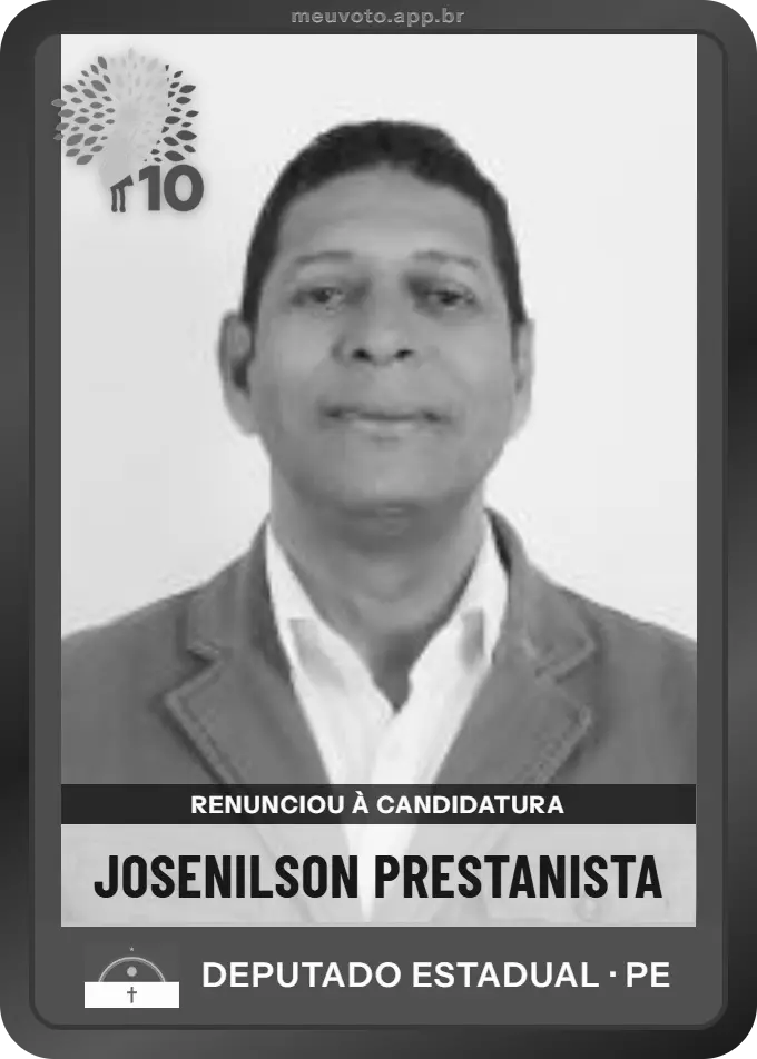 Carta de Josenilson Prestanista, Republicanos. Renunciou à candidatura e não vai à urna.