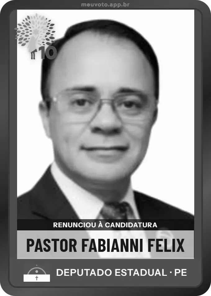 Carta de Pastor Fabianni Felix, Republicanos. Renunciou à candidatura e não vai à urna.
