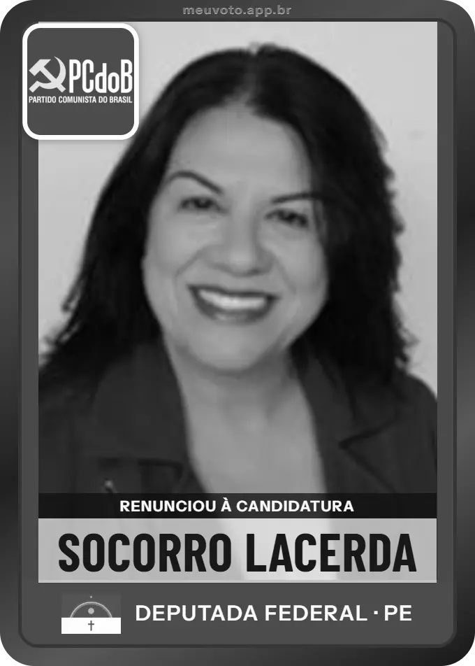 Carta de Socorro Lacerda, PCdoB. Renunciou à candidatura e não vai à urna.