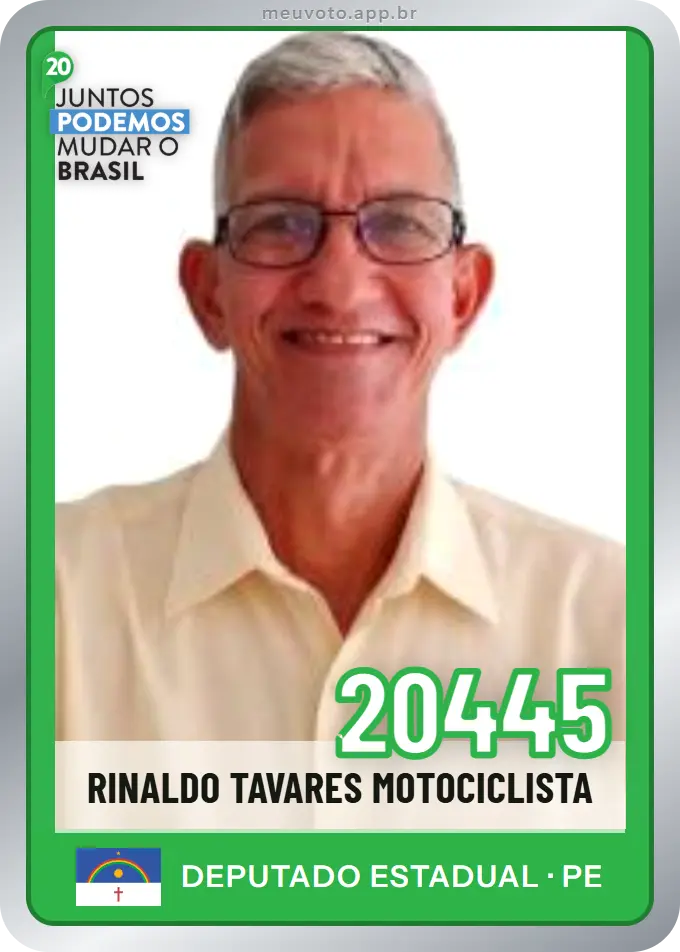 Carta de Rinaldo Tavares Motociclista, número 20445, Podemos