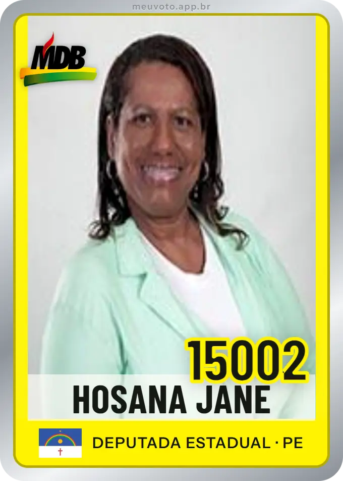 Carta de Hosana Jane, número 15002, MDB