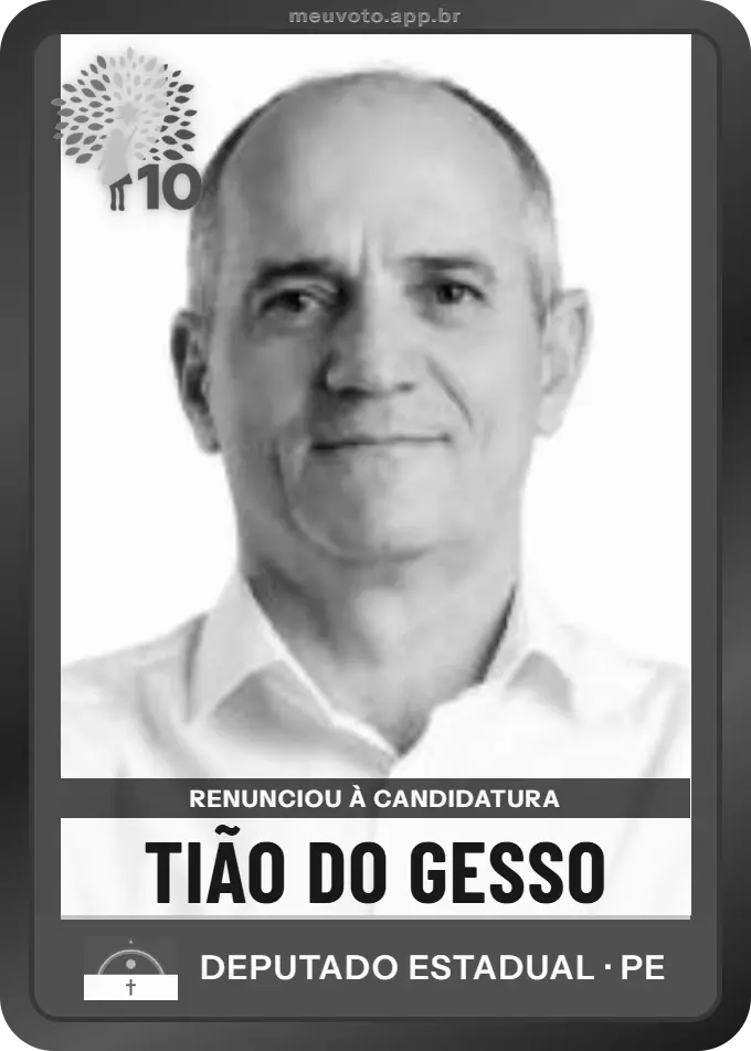 Carta de Tião do Gesso, Republicanos. Renunciou à candidatura e não vai à urna.