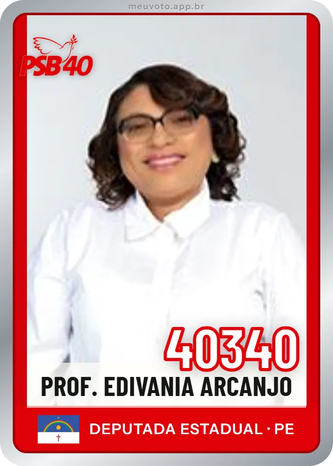 Carta de Prof. Edivania Arcanjo, número 40340, PSB