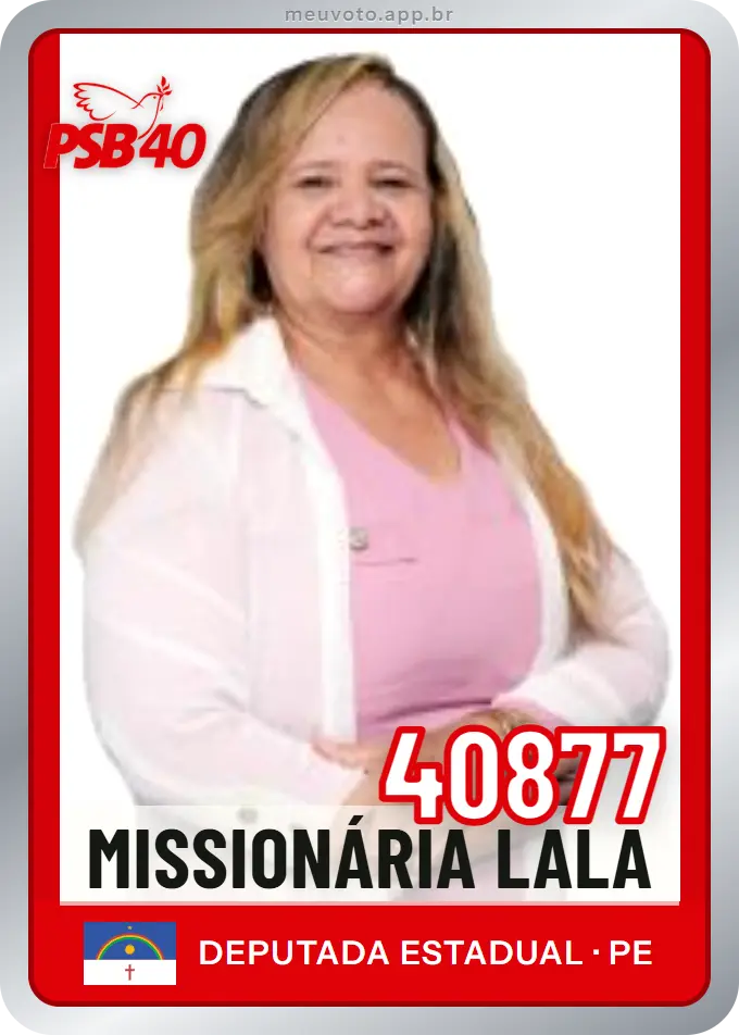 Carta de Missionária Lala, número 40877, PSB
