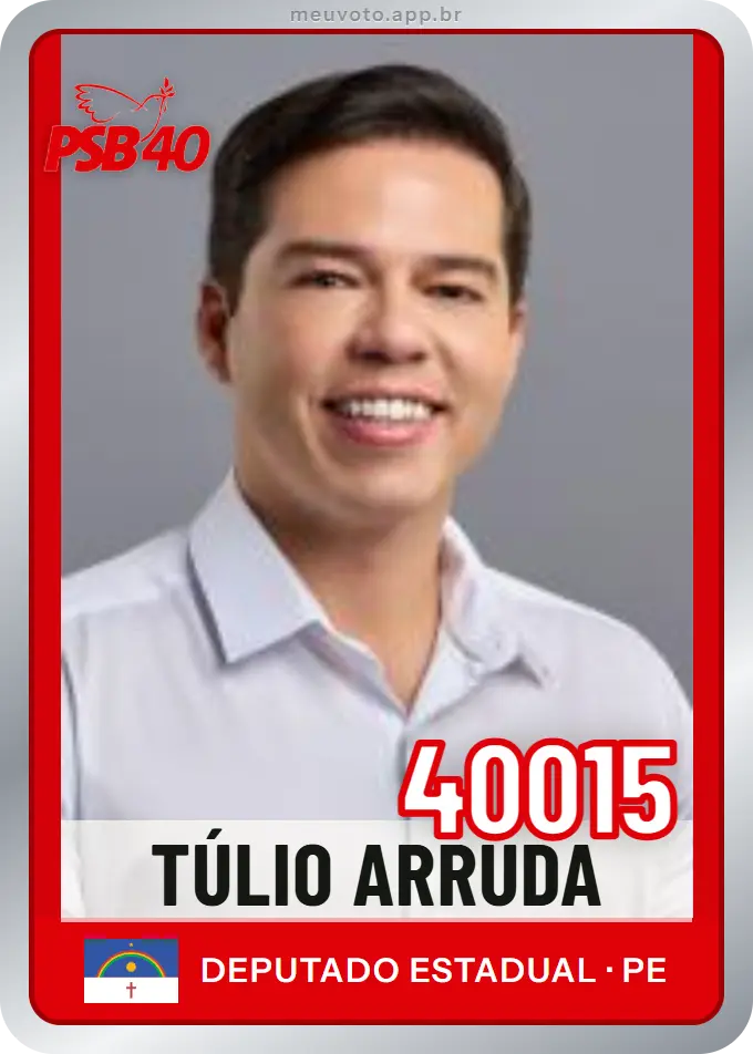 Carta de Túlio Arruda, número 40015, PSB
