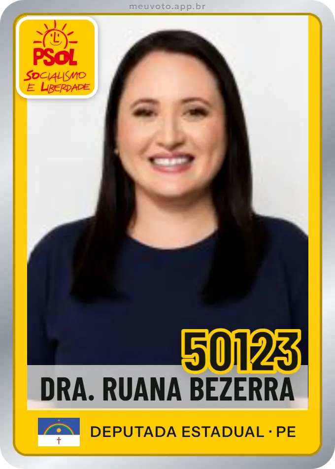 Carta de Dra. Ruana Bezerra, número 50123, PSOL