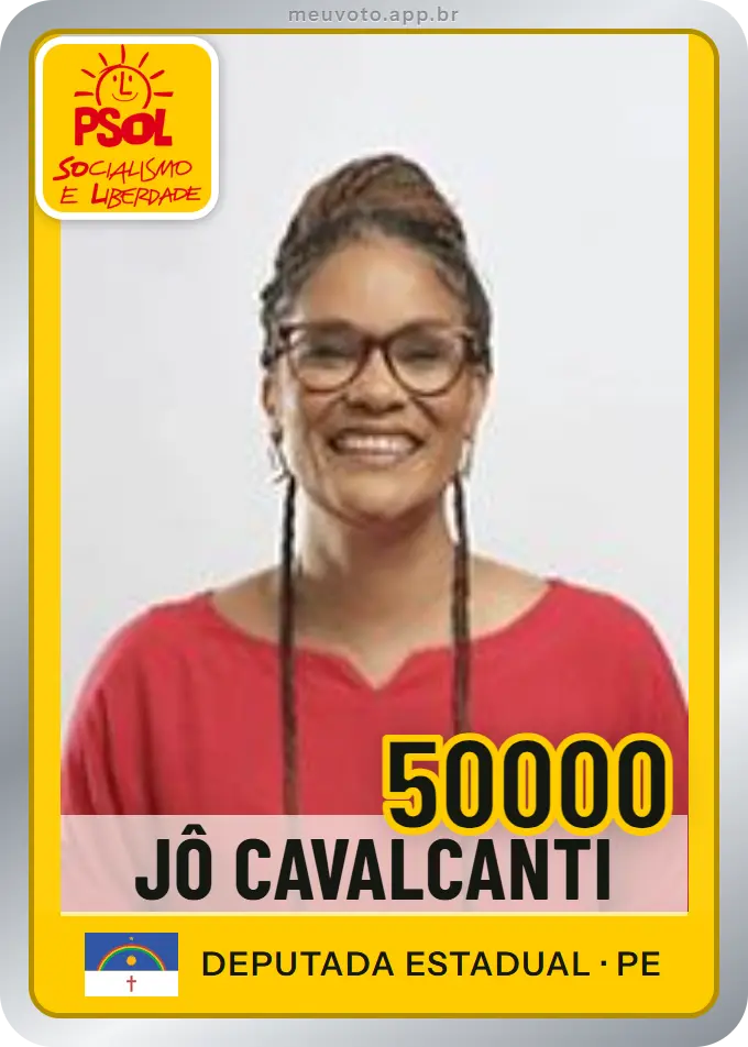 Carta de Jô Cavalcanti, número 50000, PSOL