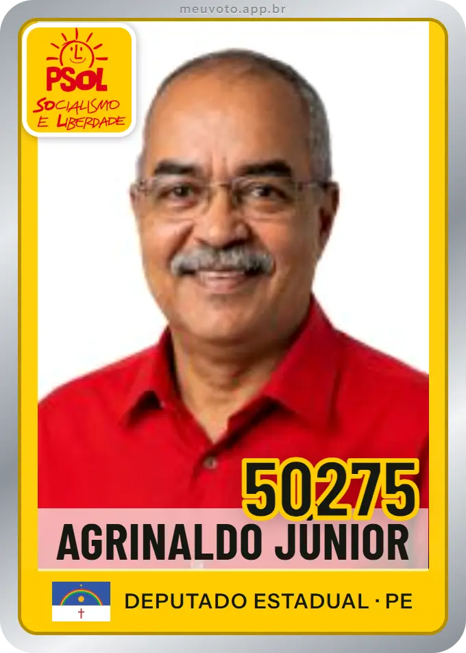 Carta de Agrinaldo Júnior, número 50275, PSOL