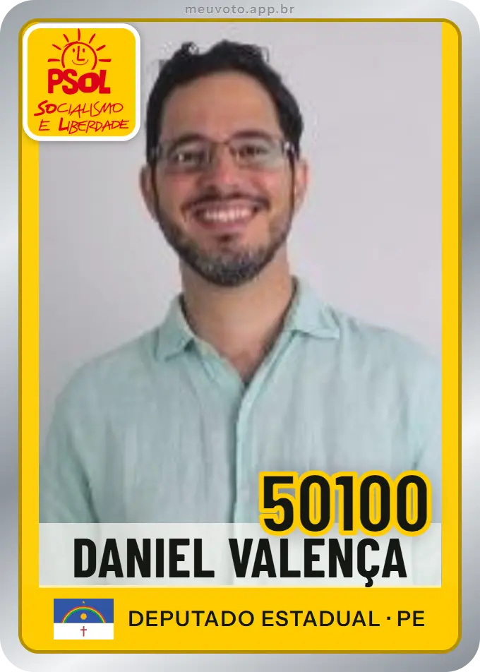 Carta de Daniel Valença, número 50100, PSOL