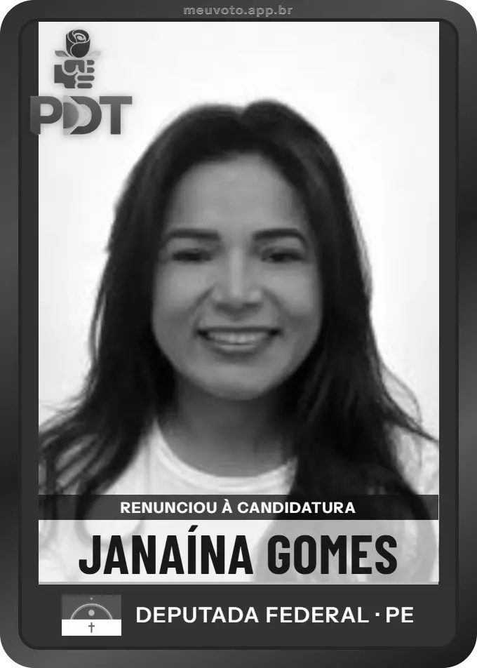 Carta de Janaína Gomes, PDT. Renunciou à candidatura e não vai à urna.