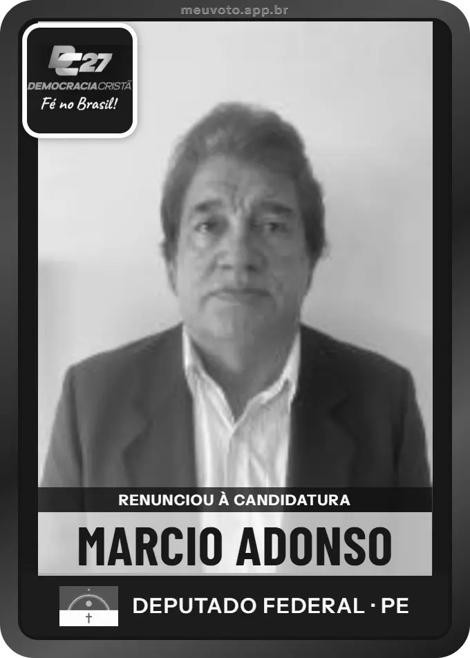 Carta de Marcio Adonso, DC. Renunciou à candidatura e não vai à urna.