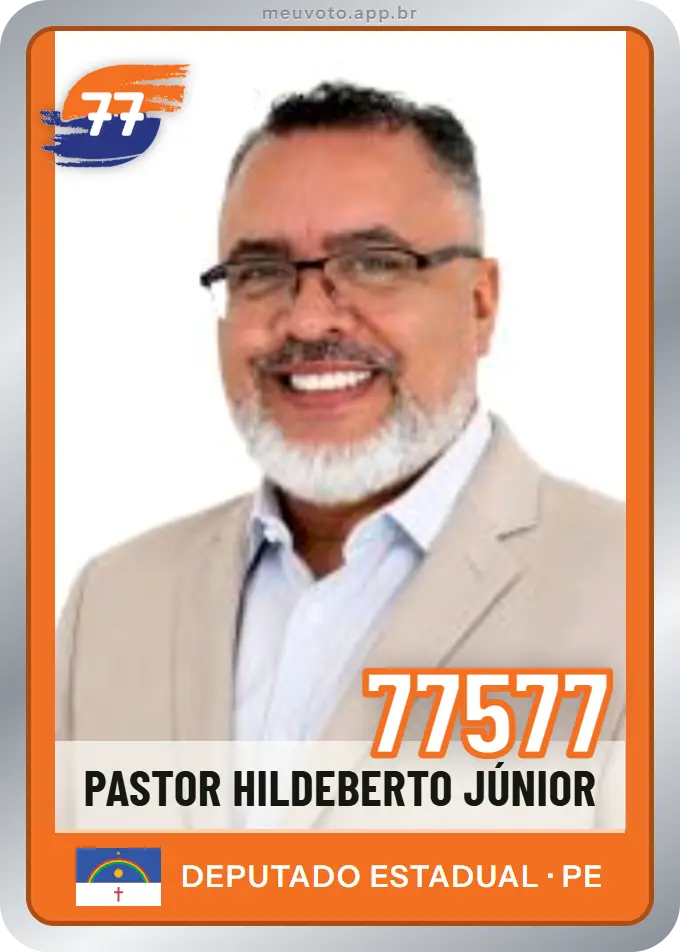 Carta de Pastor Hildeberto Júnior, número 77577, Solidariedade