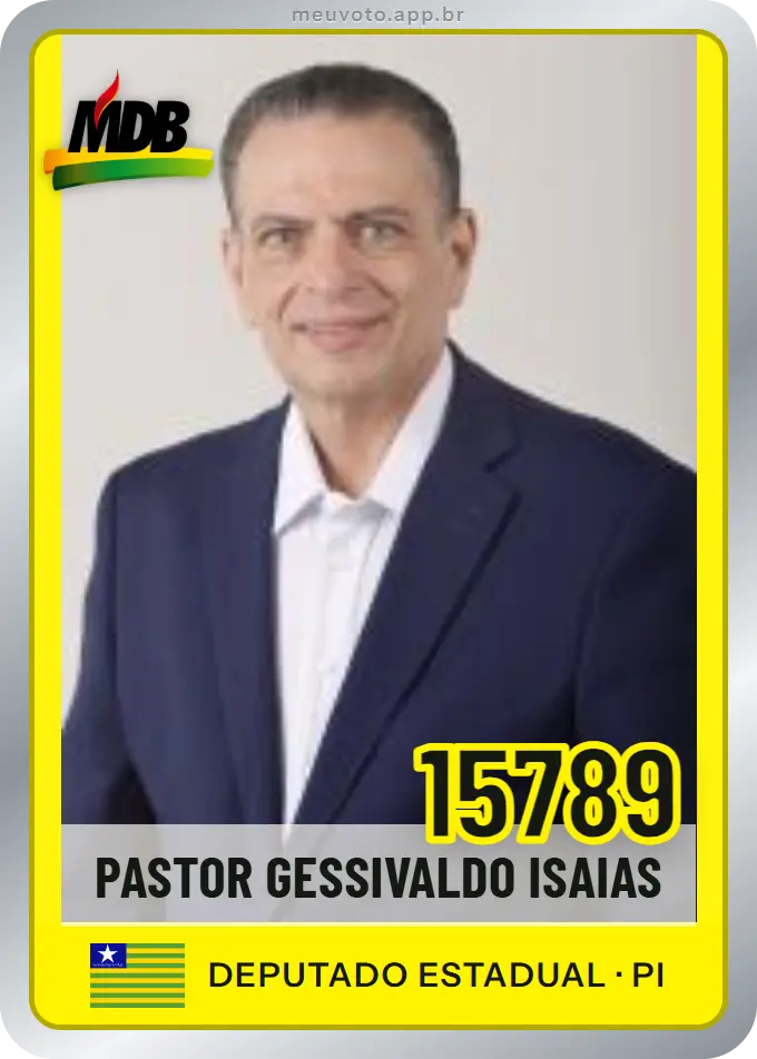 Carta de Pastor Gessivaldo Isaias, número 15789, MDB