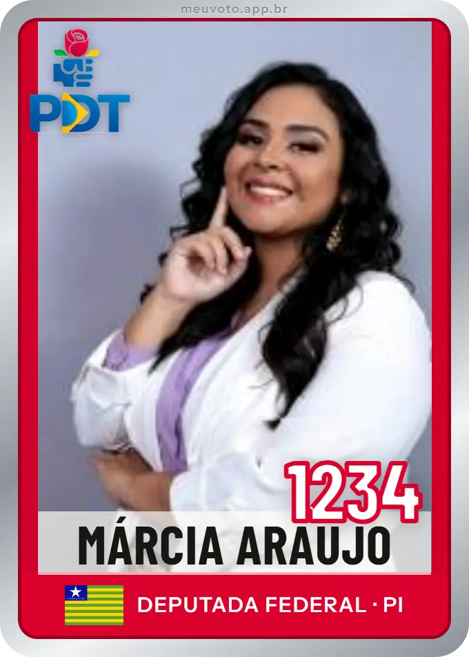 Carta de Márcia Araújo, número 1234, PDT