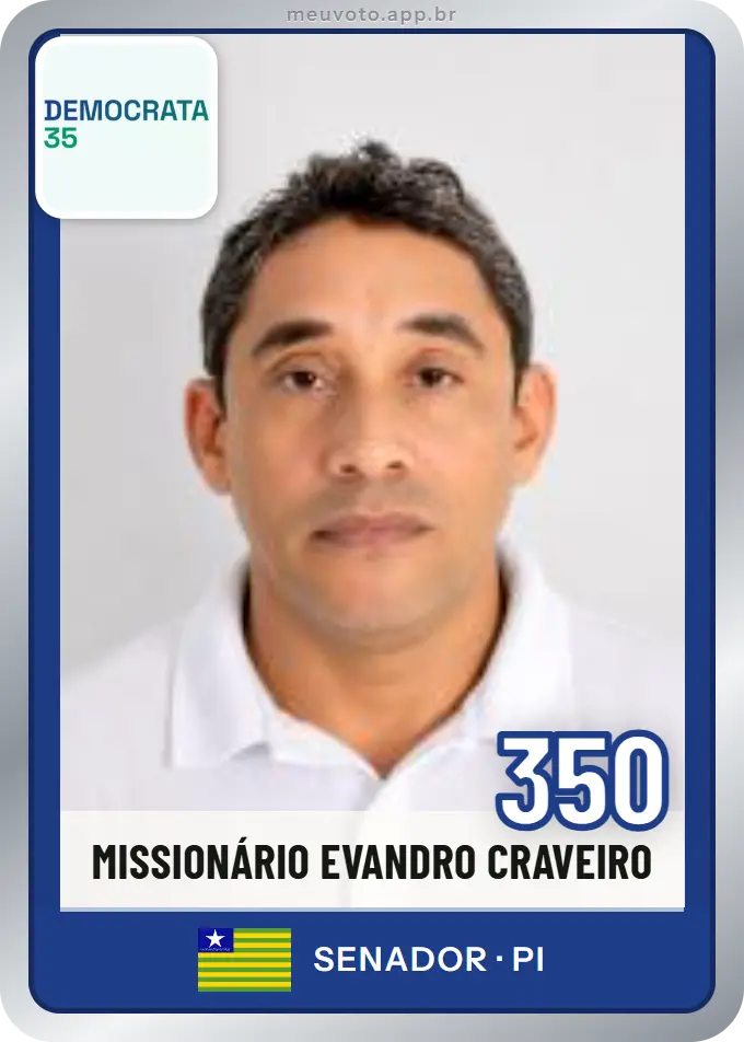 Carta de Missionário Evandro Craveiro, número 350, Democrata