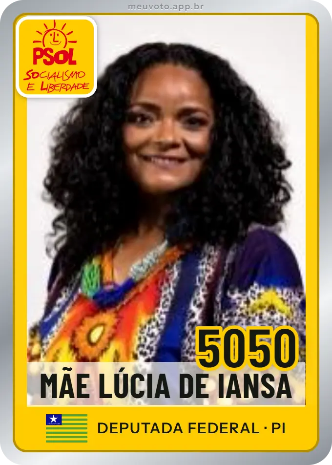 Carta de Mãe Lúcia de Iansã, número 5050, PSOL