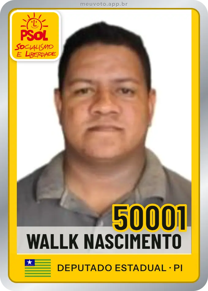 Carta de Wallk Nascimento, número 50001, PSOL