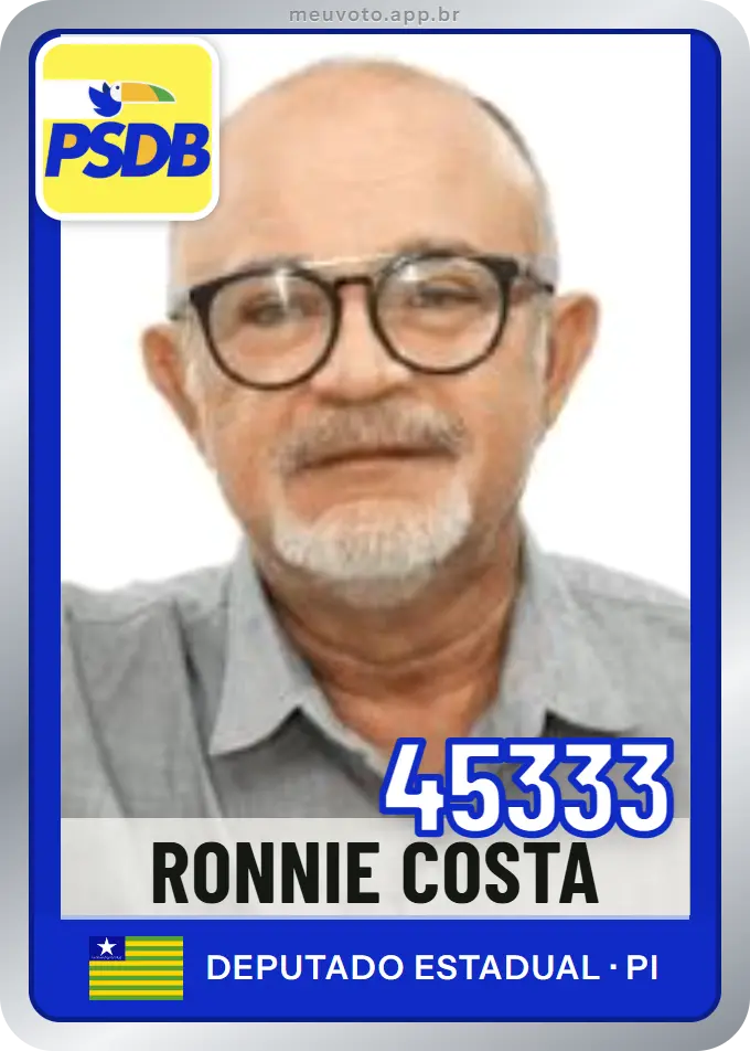 Carta de Ronnie Costa, número 45333, PSDB