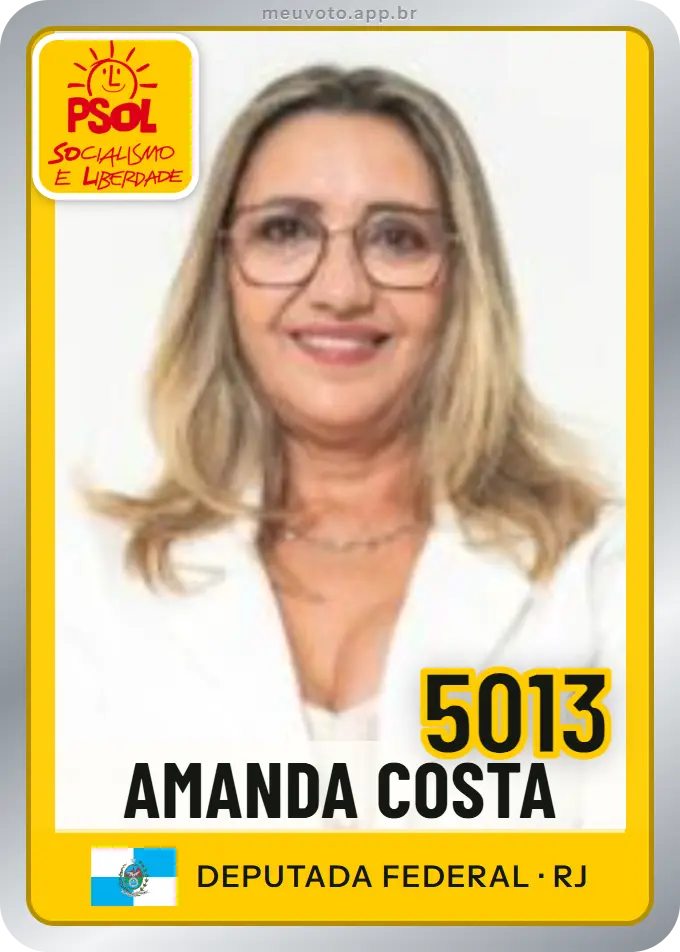 Carta de Amanda Costa, número 5013, PSOL