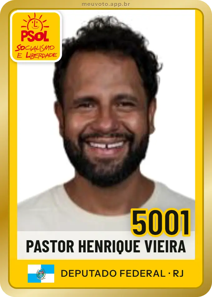 Carta de Pastor Henrique Vieira, número 5001, PSOL