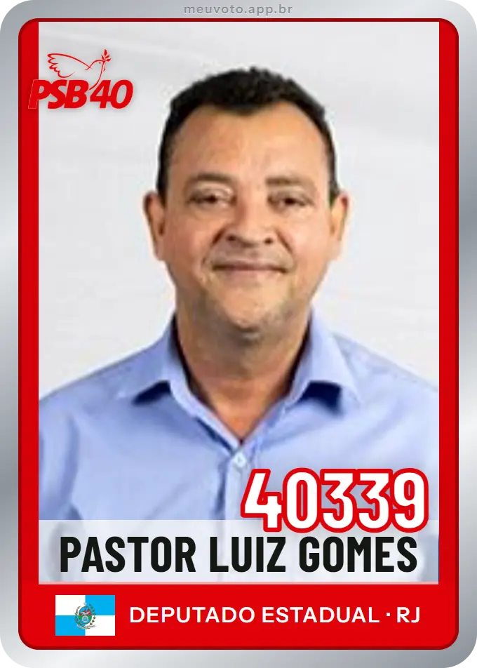Carta de Pastor Luiz Gomes, número 40339, PSB