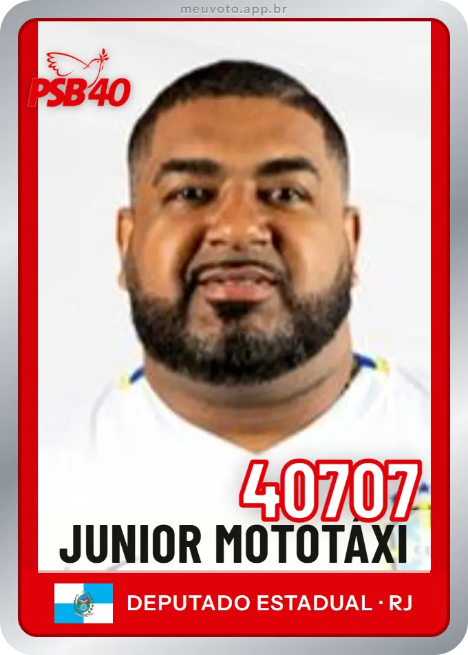 Carta de Junior Mototáxi, número 40707, PSB