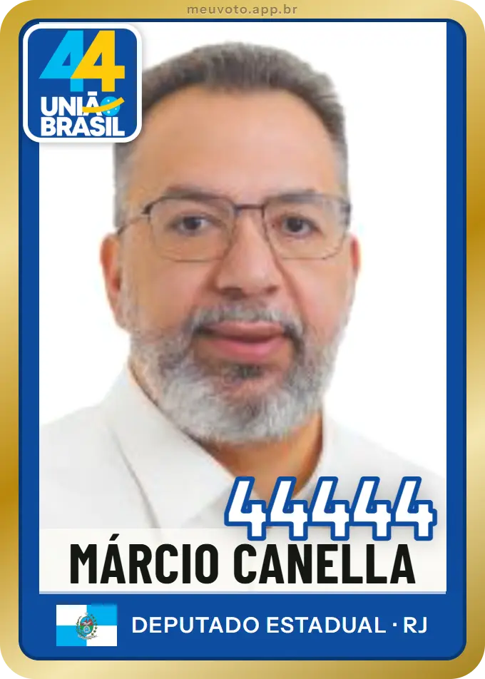 Carta de Márcio Canella, número 44444, União
