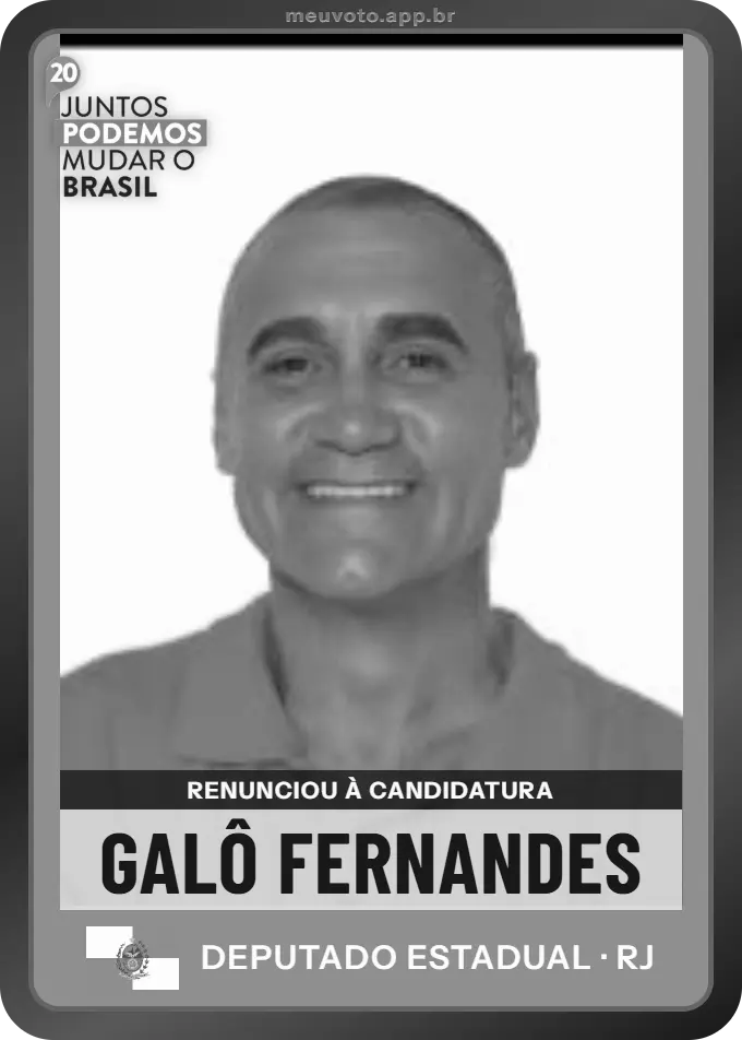 Carta de Galô Fernandes, Podemos. Renunciou à candidatura e não vai à urna.