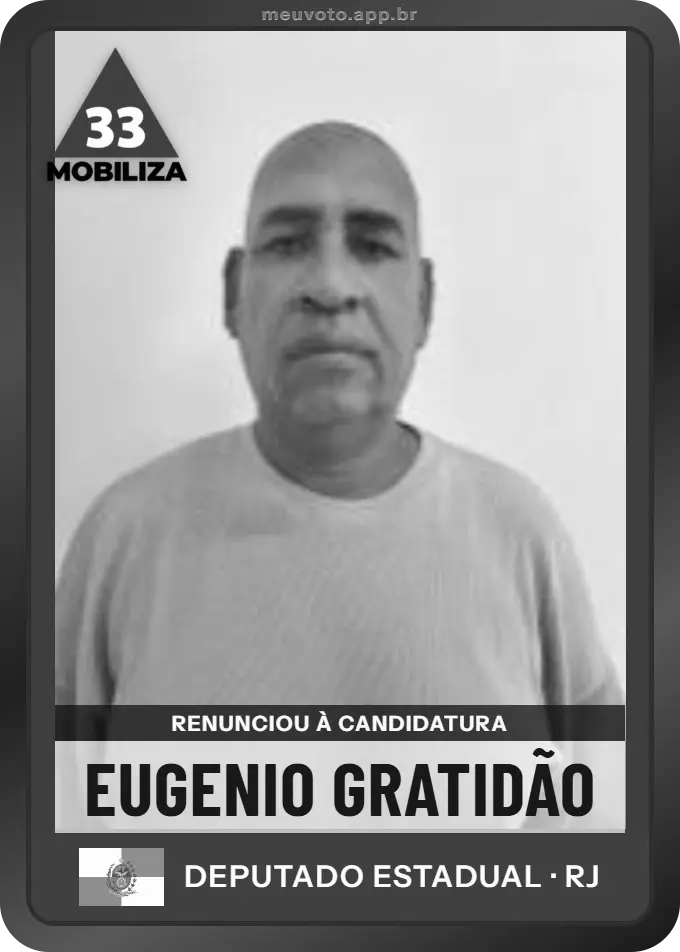 Carta de Eugenio Gratidão, Mobiliza. Renunciou à candidatura e não vai à urna.