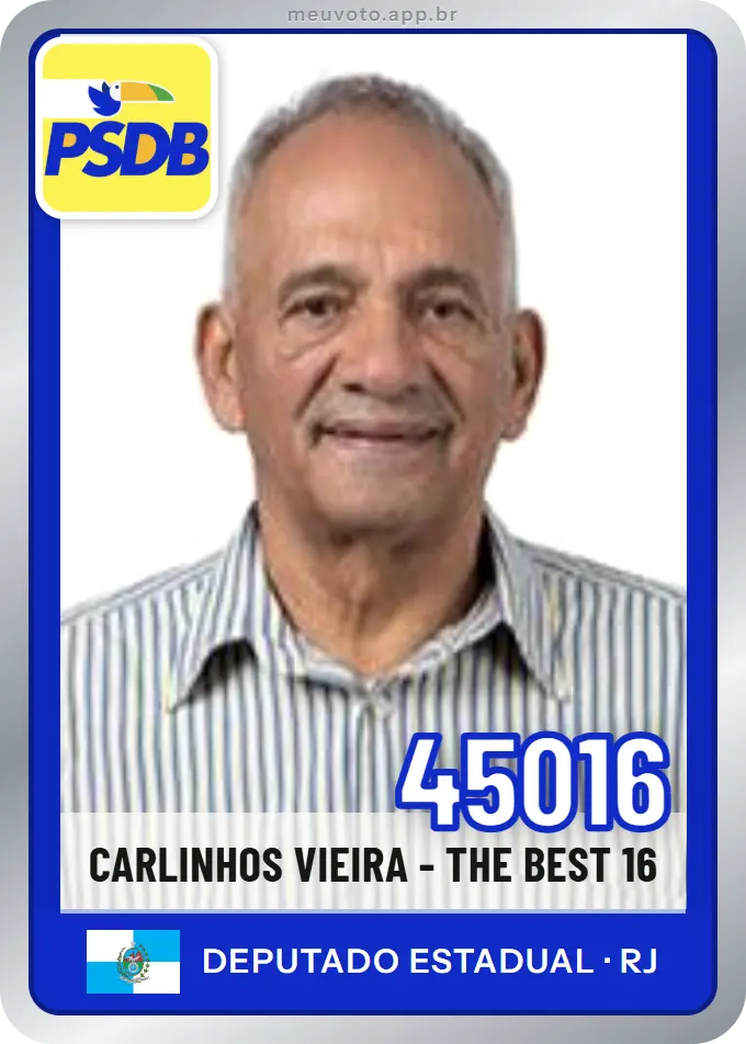 Carta de Carlinhos Vieira - The Best 16, número 45016, PSDB