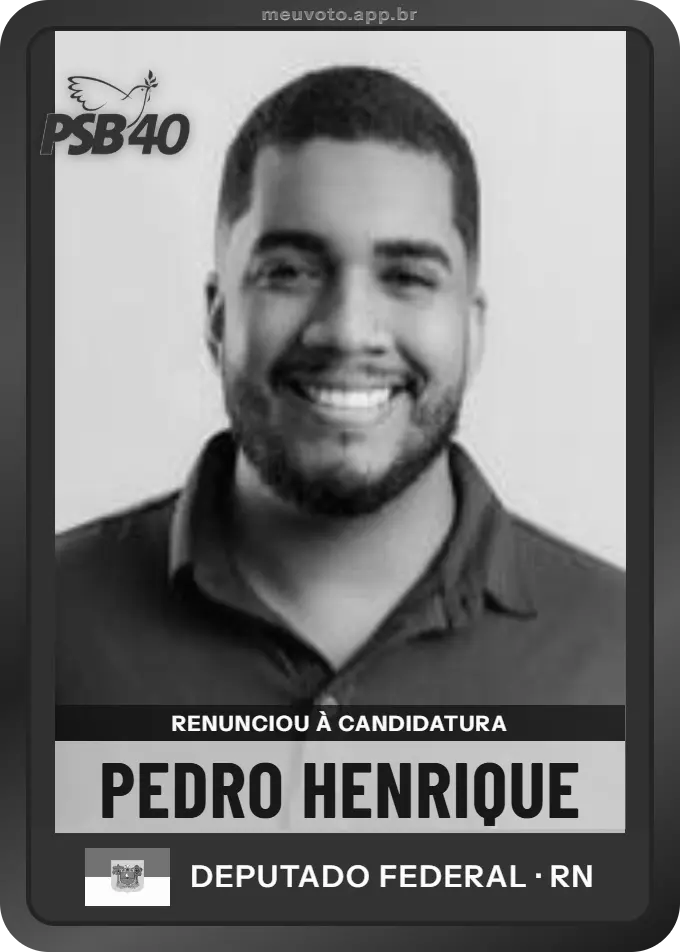 Carta de Pedro Henrique, PSB. Renunciou à candidatura e não vai à urna.