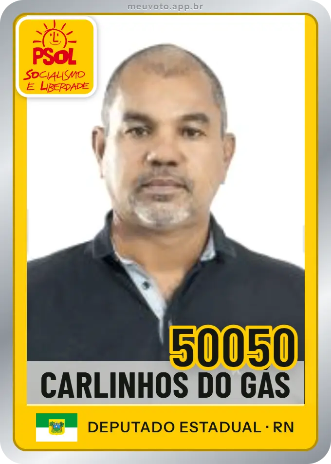Carta de Carlinhos do Gás, número 50050, PSOL