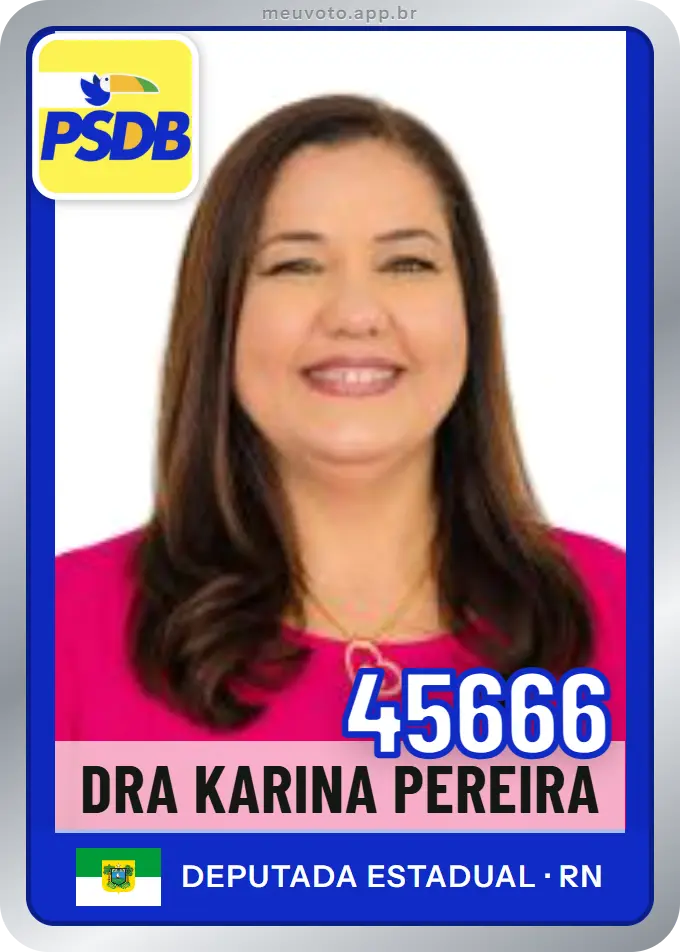 Carta de Dra Karina Pereira, número 45666, PSDB