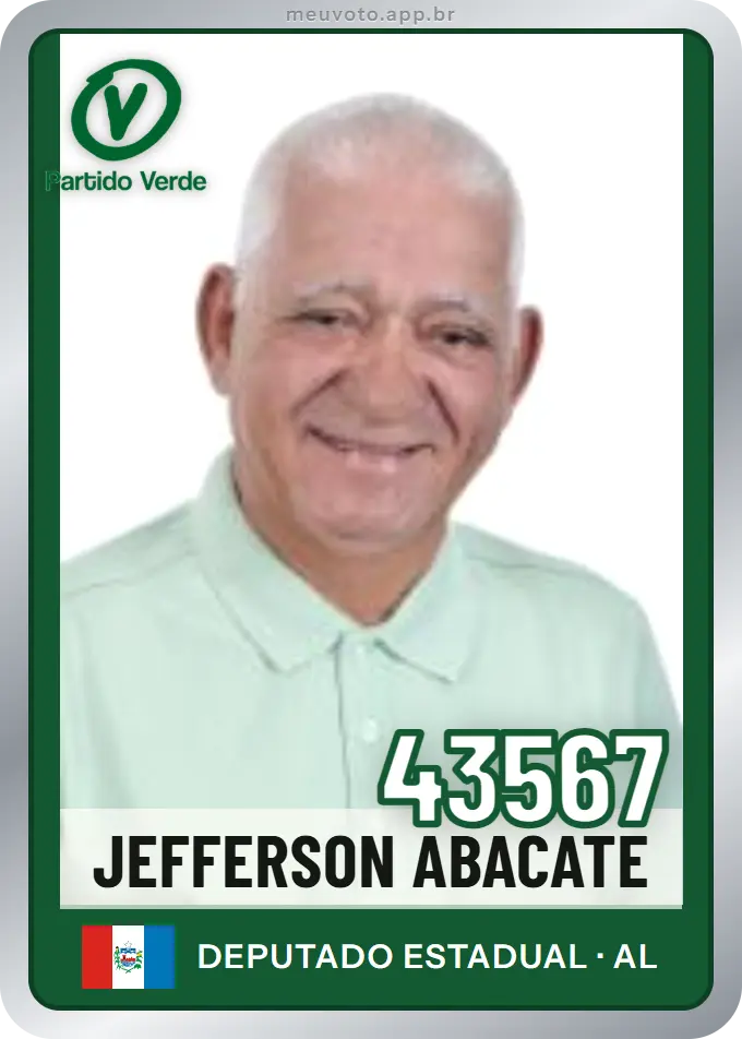 Carta de Jefferson Abacate, número 43567, PV