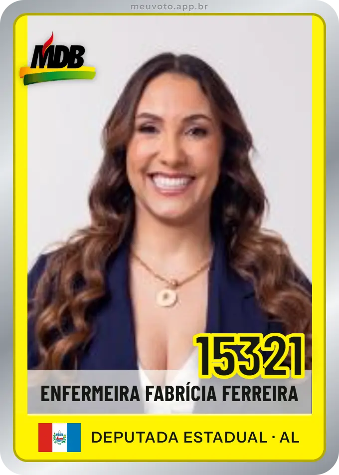Carta de Enfermeira Fabrícia Ferreira, número 15321, MDB