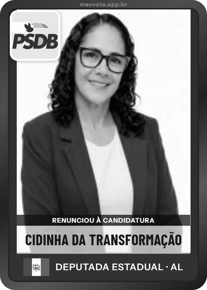 Carta de Cidinha da Transformação, PSDB. Renunciou à candidatura e não vai à urna.
