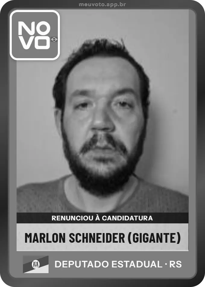 Carta de Marlon Schneider (gigante), Novo. Renunciou à candidatura e não vai à urna.