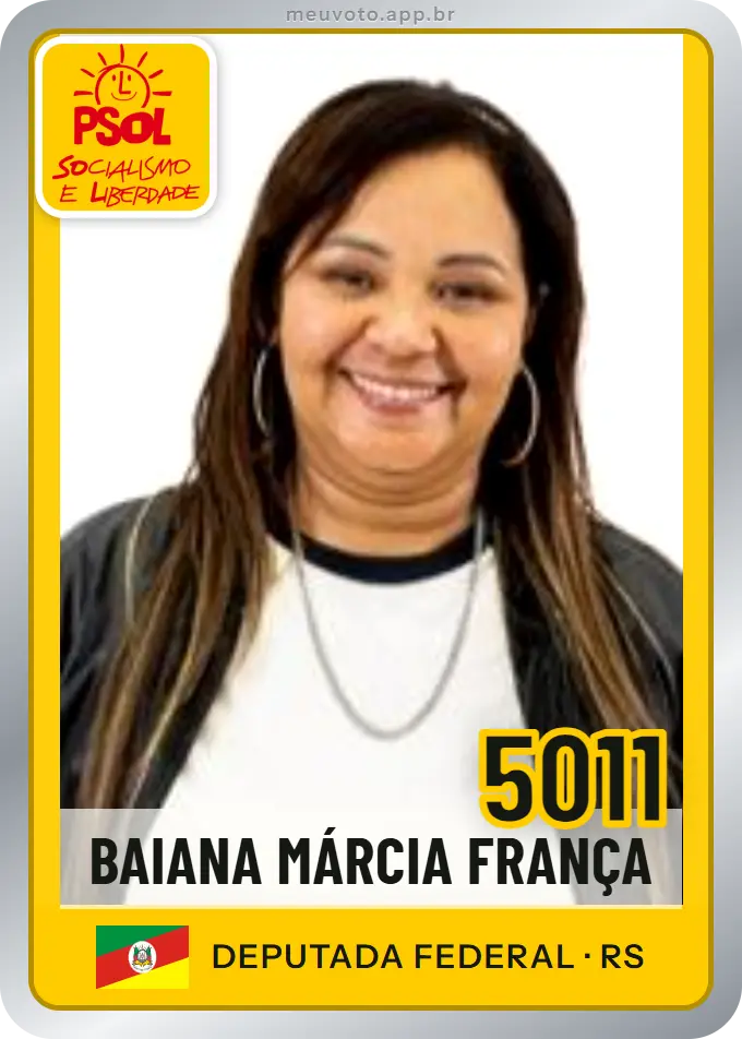 Carta de Baiana Márcia França, número 5011, PSOL
