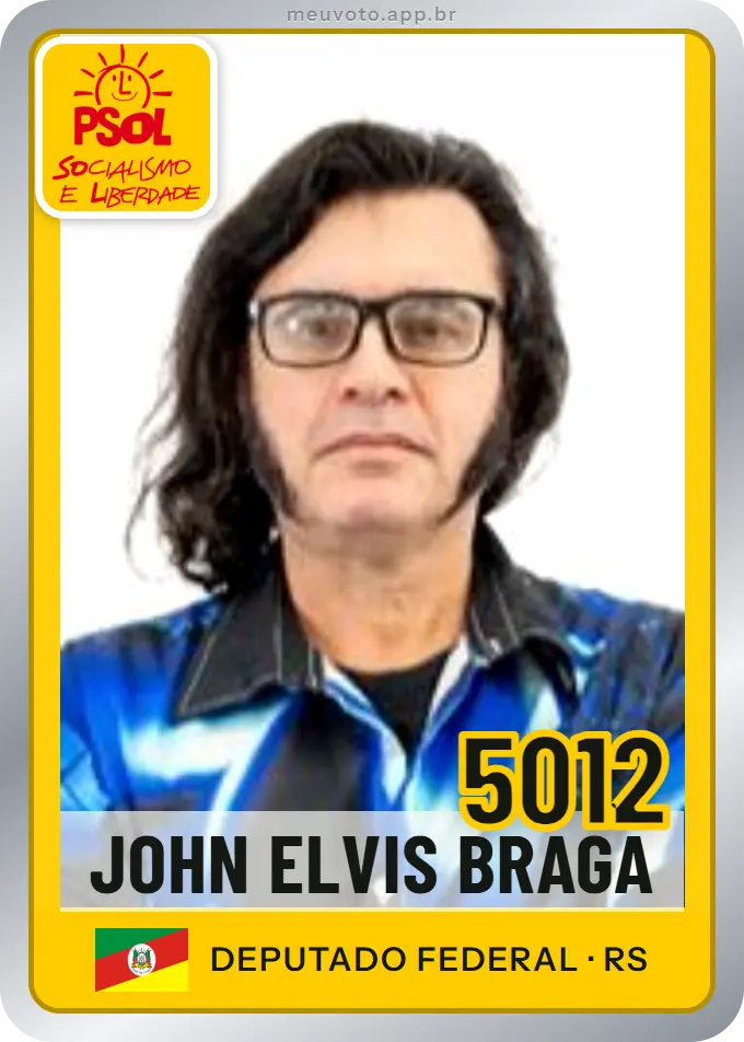 Carta de John Elvis Braga, número 5012, PSOL