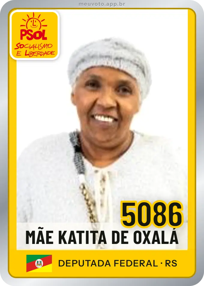 Carta de Mãe Katita de Oxalá, número 5086, PSOL