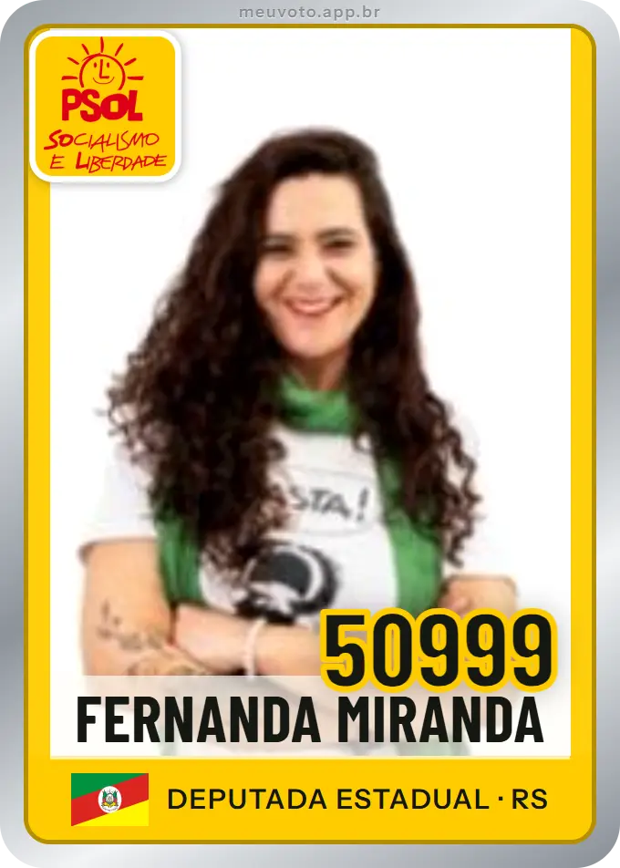 Carta de Fernanda Miranda, número 50999, PSOL